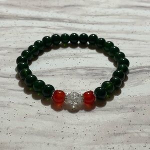 Elegant Green and Orange Beaded Bracelet